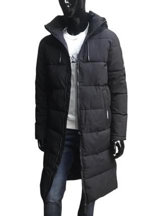 Куртка зимняя мужская/ remain (7912)черная/длинная-пальто/ люкс качества