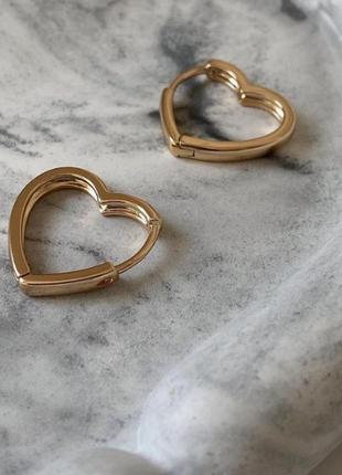 Серьги сердечка xuping медзолото, позолота сердца