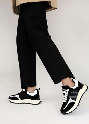 Женские текстильные кроссовки allshoes черно-белые6 фото