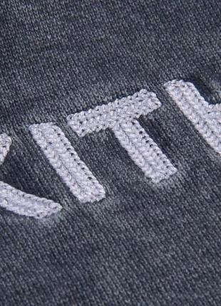 Худи kith knitted embroidered logo heavy hoodie gray2 фото