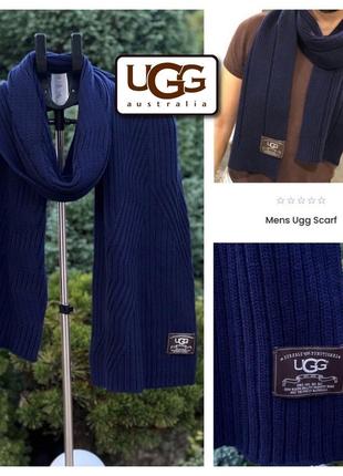 Ugg australia оригинальный большой шарф шерстяной темно-синий1 фото