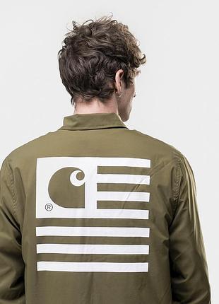 Вітровка carhartt wip state pile coach jacket olive5 фото