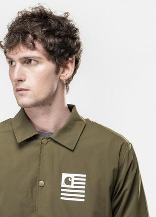 Вітровка carhartt wip state pile coach jacket olive3 фото