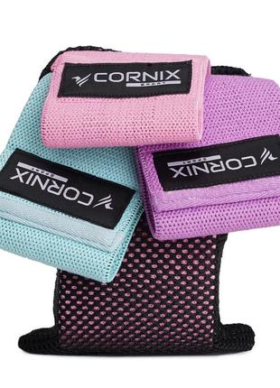 Гумки для фітнесу та спорту тканинні cornix hip band набір 3 шт xr-00486 фото