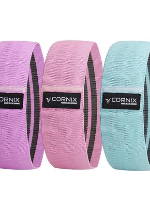 Гумки для фітнесу та спорту тканинні cornix hip band набір 3 шт xr-00483 фото