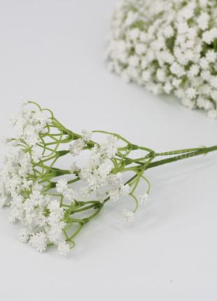 Штучна, латексна гілка гіпсофілу, біла, 50 см. квіти преміум-класу для інтер'єру, декору, фотозон