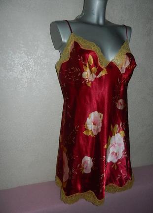 14/м-l/46-48*bhs*англия!бордовый цвет пеньюар в цветах,новый