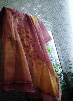 Happiness невесомый шелковый платок ручная роспись5 фото