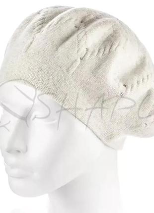 Берет женский двойной со стразами камнями тонкой вязки zolly zh186 латте