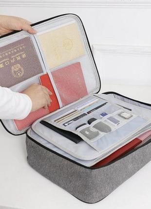Дорожная сумка для хранения документов серая 37*10*26