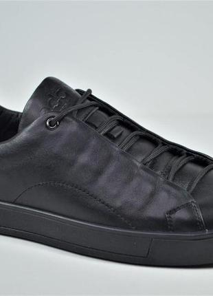 Чоловічі спортивні туфлі шкіряні кеди чорні ed-ge ked 04