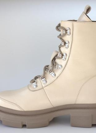 Ботинки светло бежевые на широкую стопу на платформе женская обувь больших размеров cosmo shoes queen beige bs3 фото