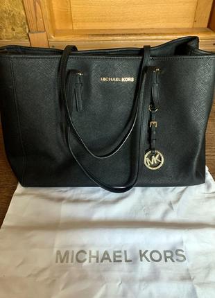 Сумка-тоут jet set travel large из сафьяновой кожи  michael kors (оригинал)3 фото