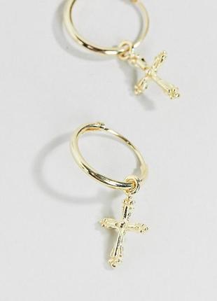Позолочені сережки хрестики, сережки, хрестики з позолотою kingsley ryan з сайту asos