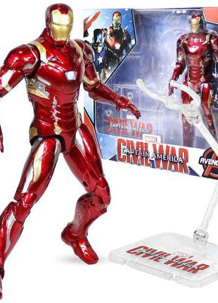 Фігурка marvel залізна людина марк 46 з тримачем, месники, 18 см - iron man mark 46, avengers