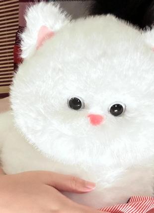 Мягкая игрушка белый, плюшевый котик 35 см3 фото