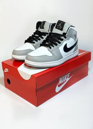 Зимние кроссовки nike air jordan кожаные с мехом, эир джордан серые, найк аир джордан, найки джорданы зимние