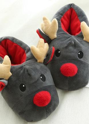 Тапочки теплые олени санты! 36-42 размер.