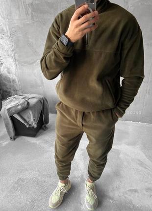 Костюм=свитшот+брюки зима/Клубничный теплый флис