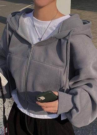 Женский графитовый зип худи на молнии☁️