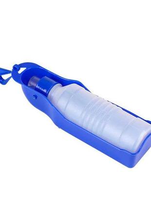 Портативная дорожная поилка для собак с емкостью для воды синяя - 250 мл