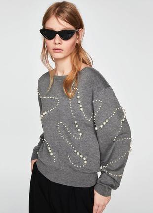 Шикарний світер з бусинами zara knit