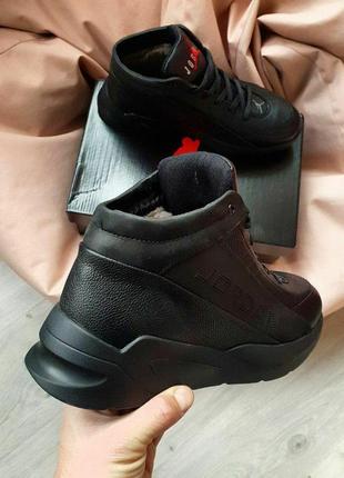 Мужские зимние кожаные ботинки nike air jordan boots winter. цвет черный3 фото