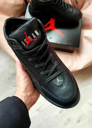 Мужские зимние кожаные ботинки nike air jordan boots winter. цвет черный7 фото