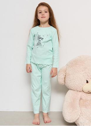 Пижама для девочки с штанами мятная 13811