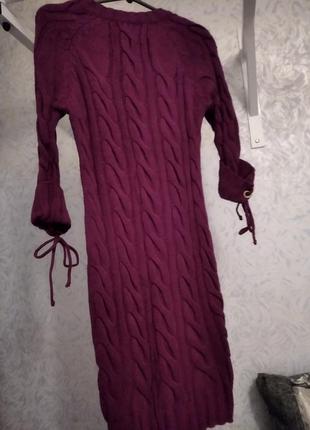 Вязаное платье косичка, осень зима1 фото