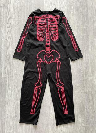 Крутой карнавальный костюм, комбинезон скелет хелловин 3-4 года
