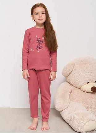 Пижама для девочки с штанами бордовая 13809