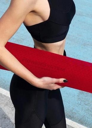 Килимок для йоги та фітнесу power system ps-4060 tpe yoga mat premium  red (183х61х0.6)1 фото