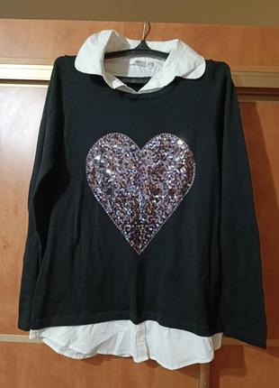 Джемпер с имитацией рубашки