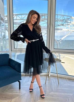 Платье женское нарядное с фантовой юбкой розм.42-46