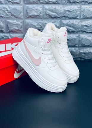 Nike женские/ подростковые ботинки бело-розовые зимние размеры 36-40