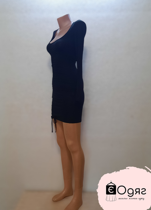 Сукня міні, облягаюче з довгими рукавами, чорного кольору4 фото