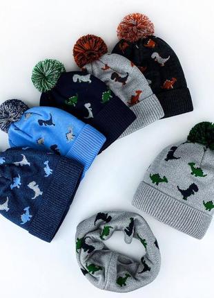Зимняя шапка/набор шапка+снуд для мальчиков с драконами1 фото