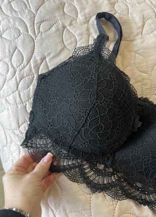 Лифчик бюстгальтер h&m черный кружево классный красивый практичный стильный