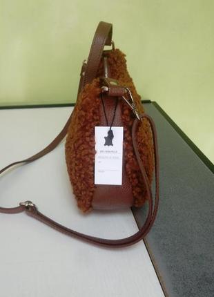 Сумка сумочка комбинированная кожа. и искусственный мех тедди3 фото