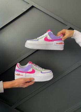 Nike air force 1 "shadow" double swoosh sail pink purple женские кроссовки найк аир  форс5 фото