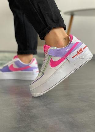 Nike air force 1 "shadow" double swoosh sail pink purple женские кроссовки найк аир  форс4 фото
