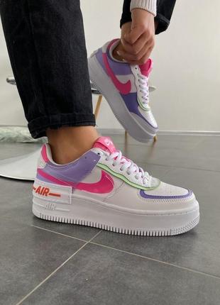 Nike air force 1 "shadow" double swoosh sail pink purple женские кроссовки найк аир  форс2 фото