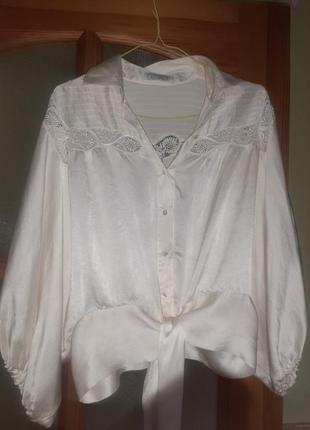 Блуза шелковая мережка вышивка