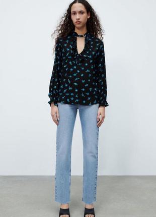 Блуза з віскози в квітковий принт zara