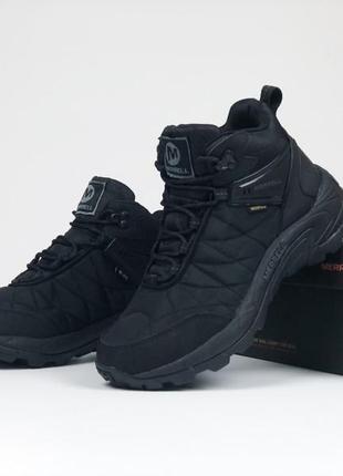 Чорні зимові кросівки високі merrell/термостійкі черевики на зиму для мужчин та хлопців/утеплені кроси для чоловіків6 фото