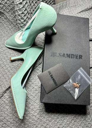 Бірюзові туфлі із натуральної шкіри jil sander оригінал2 фото