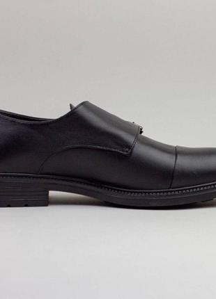 Классические мужские черные туфли, на застежках, осенние, веселые, корягие/кожа-мужская обувь демисезон2 фото