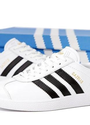 Женские кроссовки adidas gazelle white black 36-37-38-39-40