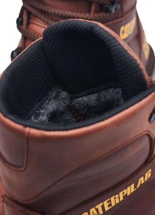 Зимние мужские высокие ботинки caterpillar из натуральной кожи10 фото